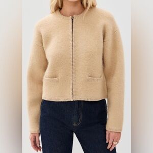 FRAME wool crochet jacket tan size S